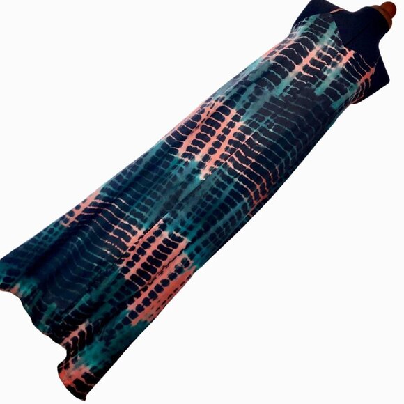Boho Tie Dye Maxi Dress SzS Green/Rust - Picture 3 of 10